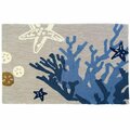 Homefires 21 x 34 in. Tranquil Coral & Starfish Hand Hooked Area Rug PP-DG001B